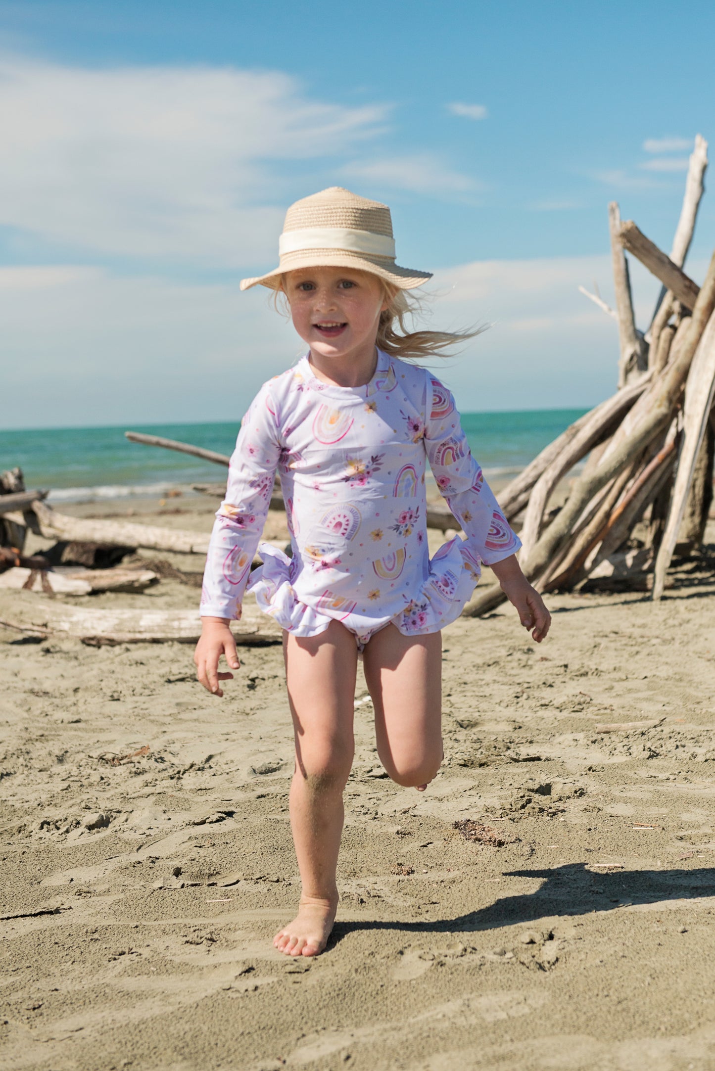 Girls long sleeve togs - Rainbows